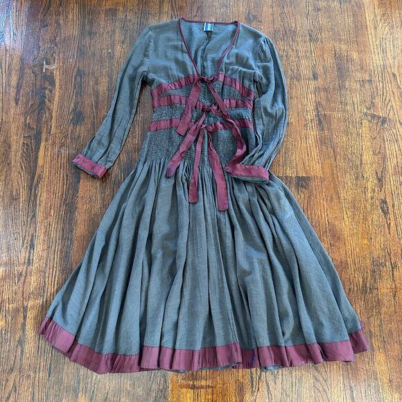 Jean Paul Gaultier Vintage Brown Dress Ribbons Size 36 / S - Picture 10 of 16
